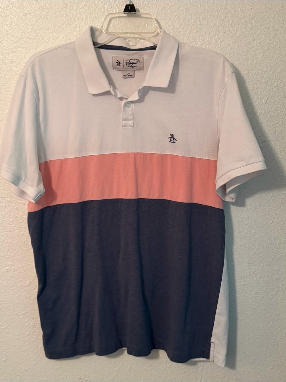 Original Penguin Munsingwear Men's Large Short Sleeve Polo Shirt Color Block